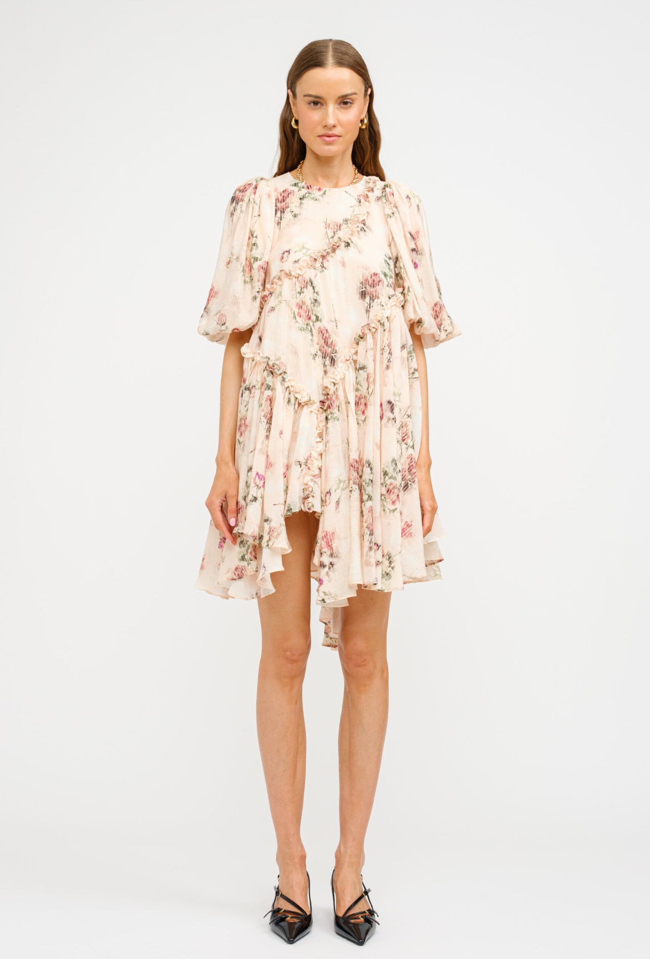 FLORAL PRINTED ASYMMETRICAL DRESS